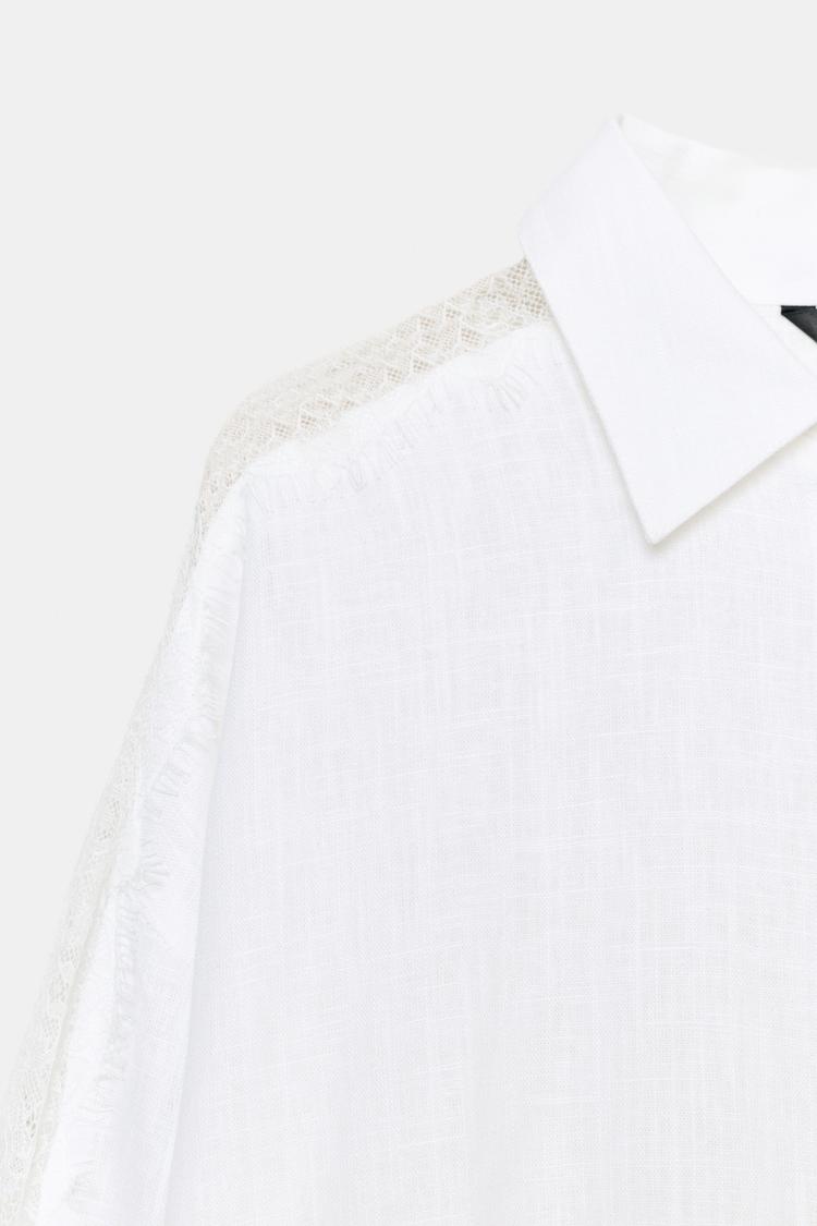 OVERSIZED LINEN BLEND LACE SHIRT