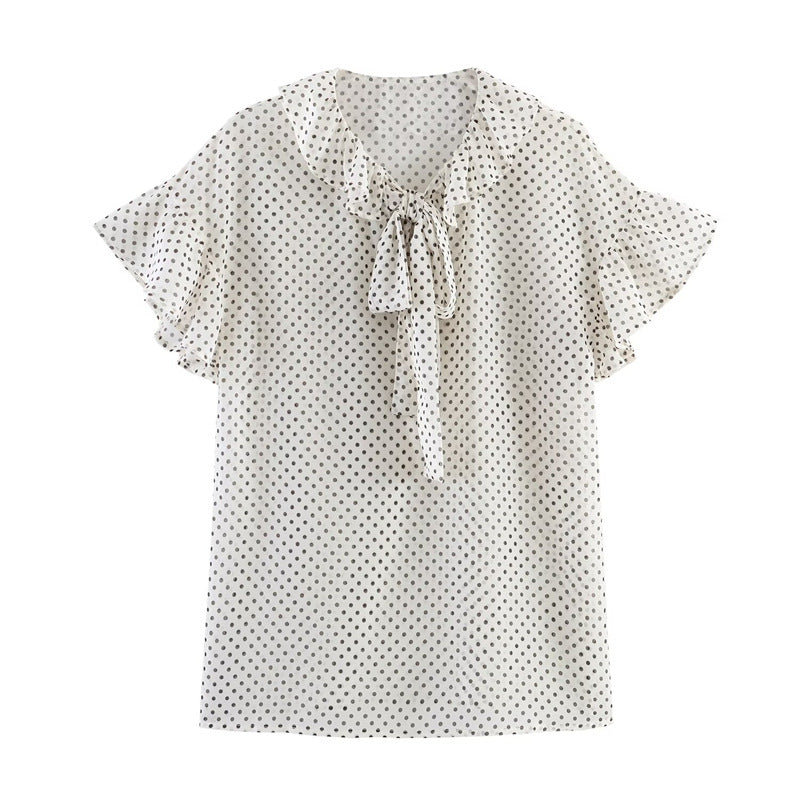 ZW COLLECTION POLKA DOT BLOUSE WITH TIES