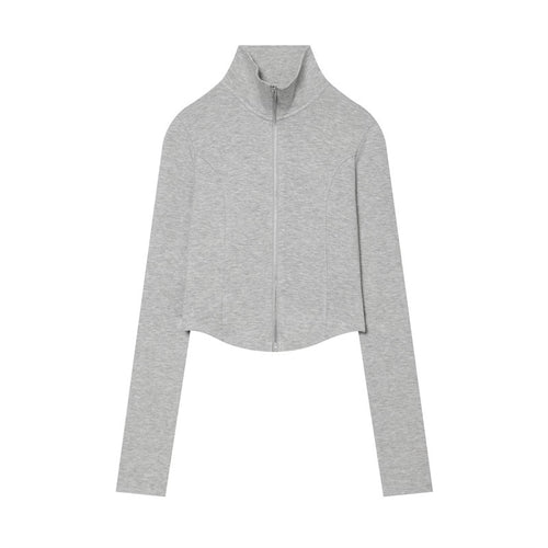 Cropped Zip Sweatshirt — High Collar