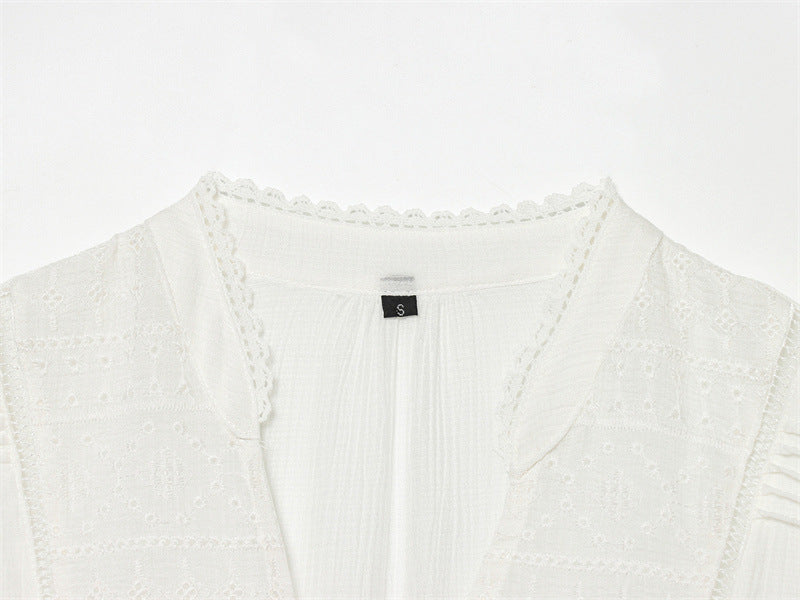 EMBROIDERED RUFFLE TOP