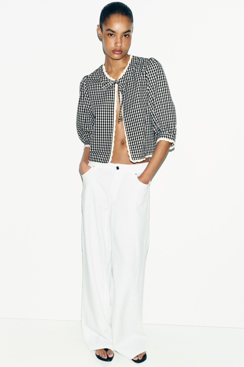 Crochet Gingham Check Jacket — ZW Collection