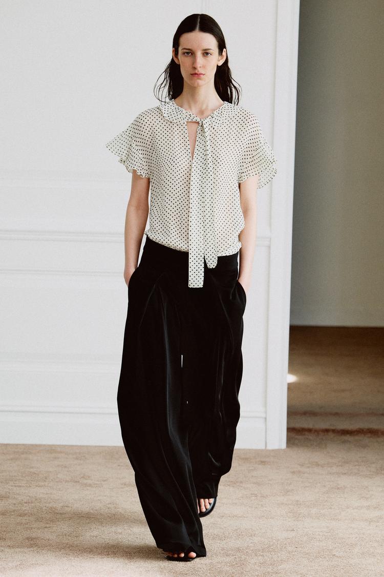 ZW COLLECTION POLKA DOT BLOUSE WITH TIES